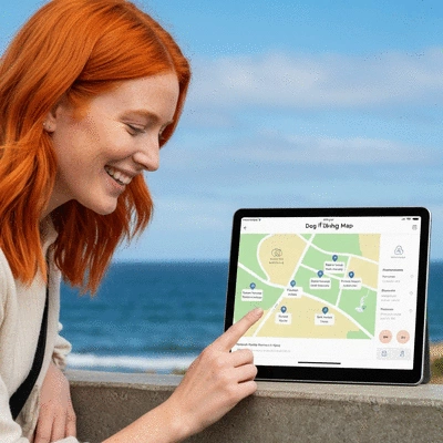 Interactive map showing dog-friendly dining spots in Cottesloe Beach