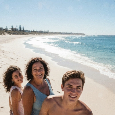 People enjoying a relaxing coastal adventure at Cottesloe Beach